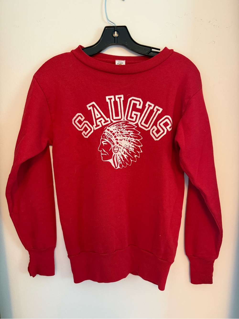 Saugus Red Crewneck vintageSweatshirt with White Graphic